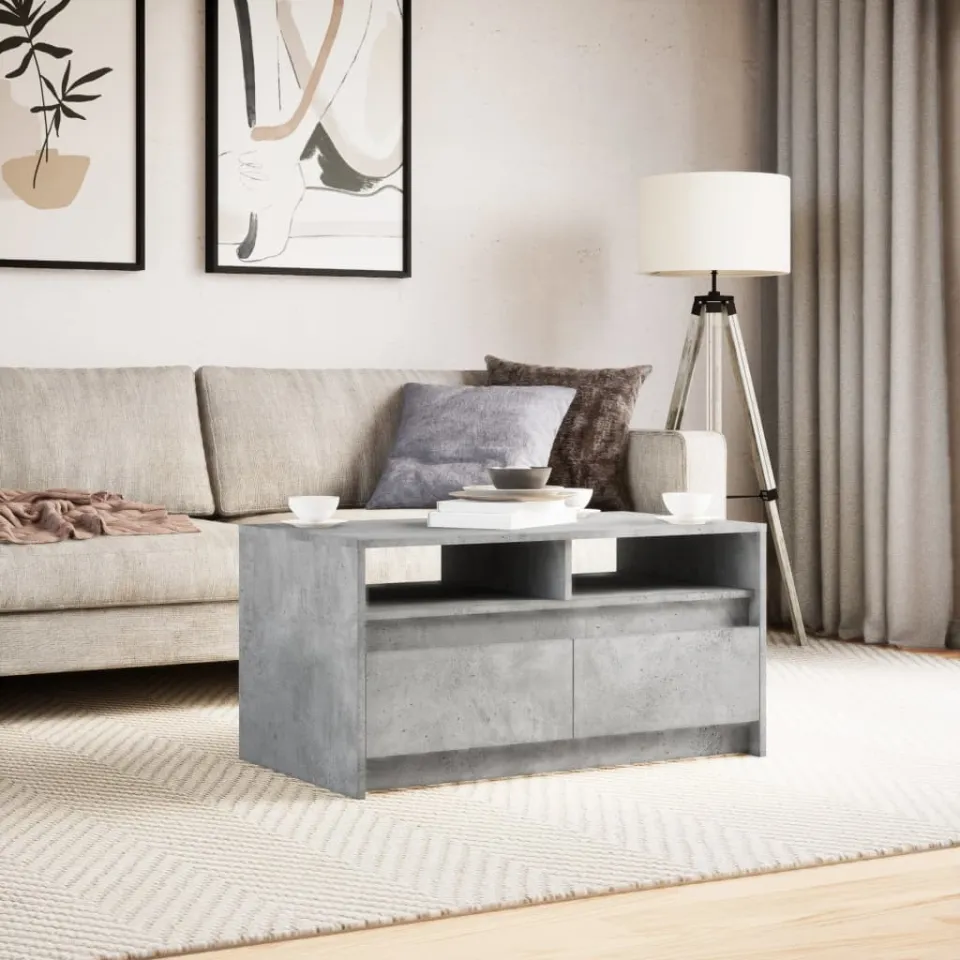 vidaXL Salontafel met LED-verlichting bewerkt hout betongrijs grijs, foto 2