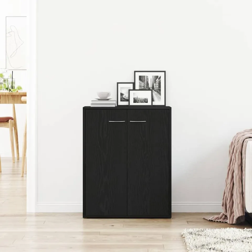 vidaXL Dressoir Zwart Eiken 60x30x75 cm Engineered Wood, foto 3