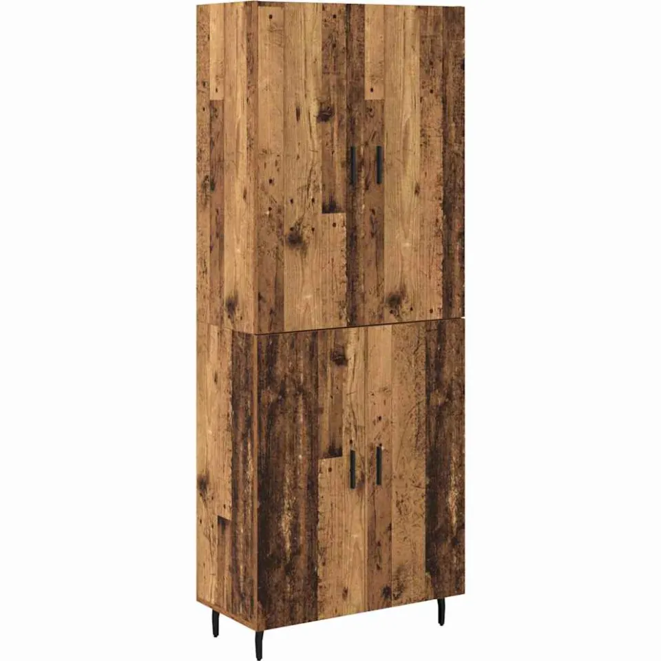 vidaXL Hoge kast 2 st Oud Hout 69,5 x 34 x 180 cm Bewerkt hout bruin, foto 3