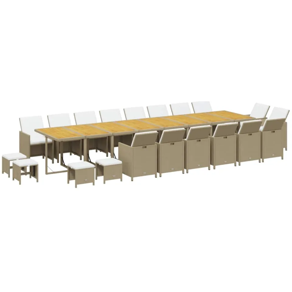 vidaXL 21-delige Tuinset met kussens poly rattan beige