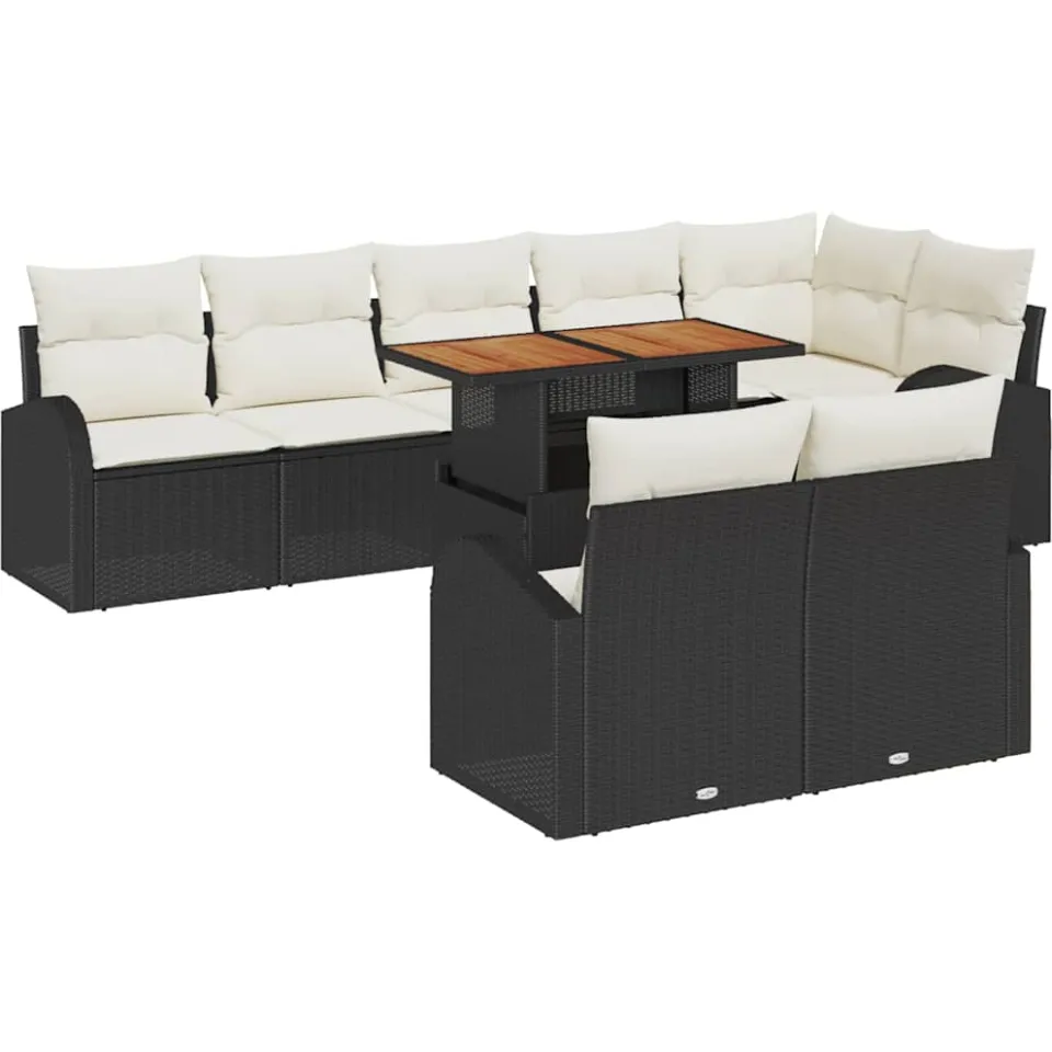 vidaXL Tuin Sofa Set 9 st Zwart Poly riet