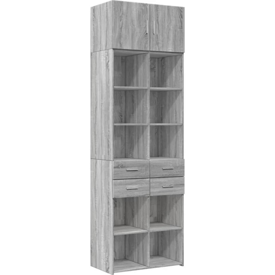vidaXL Opbergkast 70x42,5x225 cm bewerkt hout grijs sonoma eikenkleur, foto 3