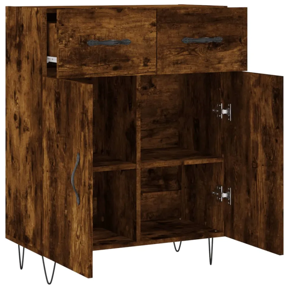 vidaXL Dressoir 69,5x34x90 cm bewerkt hout gerookt eikenkleurig