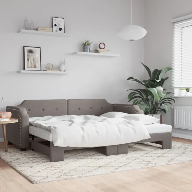 vidaXL Slaapbank met onderschuifbed 80x200 cm stof taupe