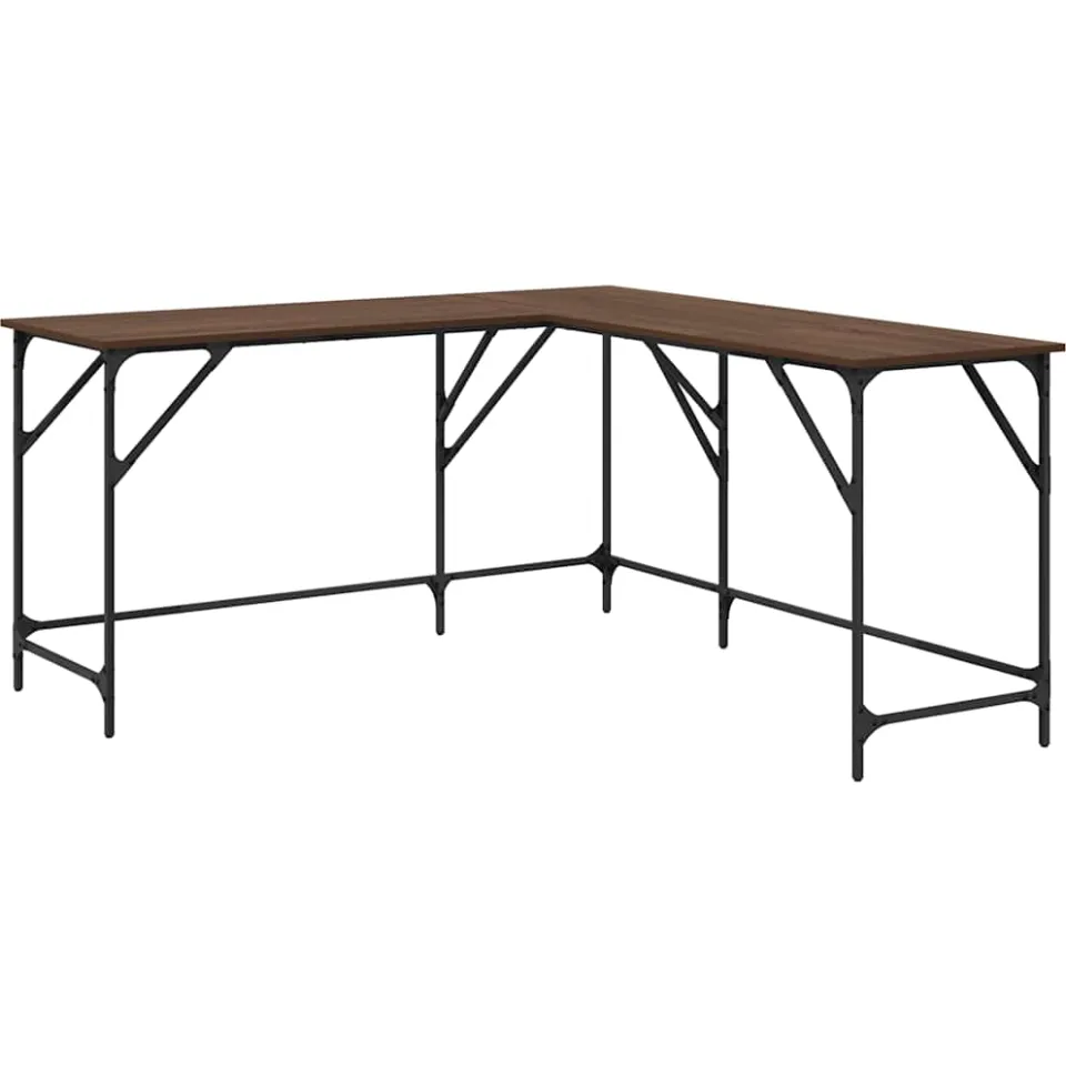 vidaXL Bureau 149x149x75 cm bewerkt hout bruin eikenkleur