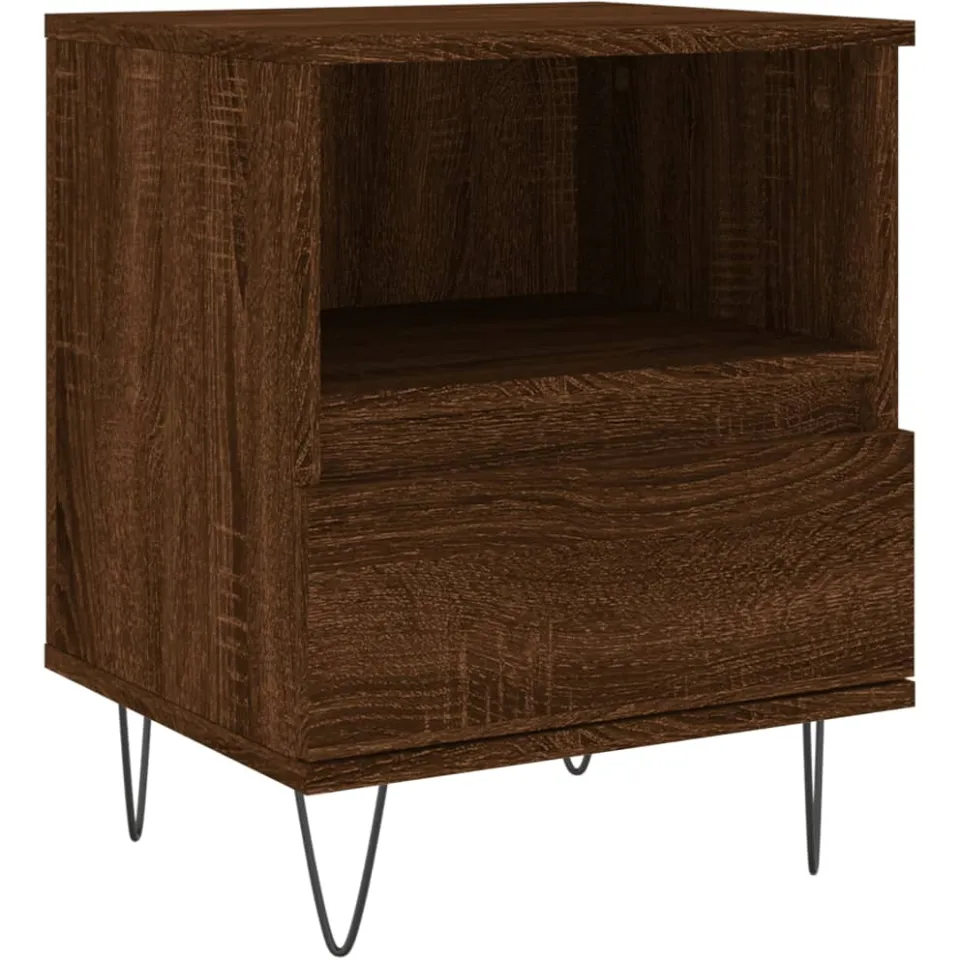 vidaXL Nachtkastjes 2 st 40x35x50 cm bewerkt hout bruin eikenkleur