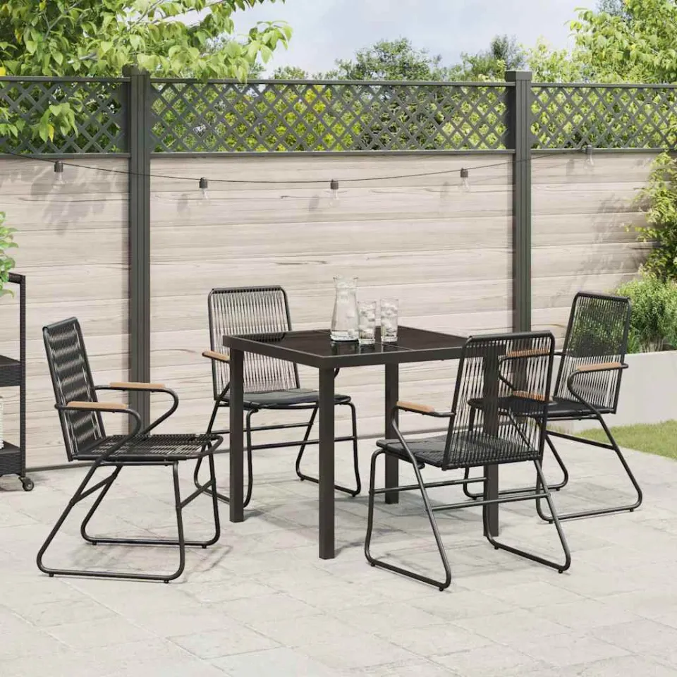 vidaXL Tuin eettafelset 5 st Zwart Gepoedercoat staal, foto 3