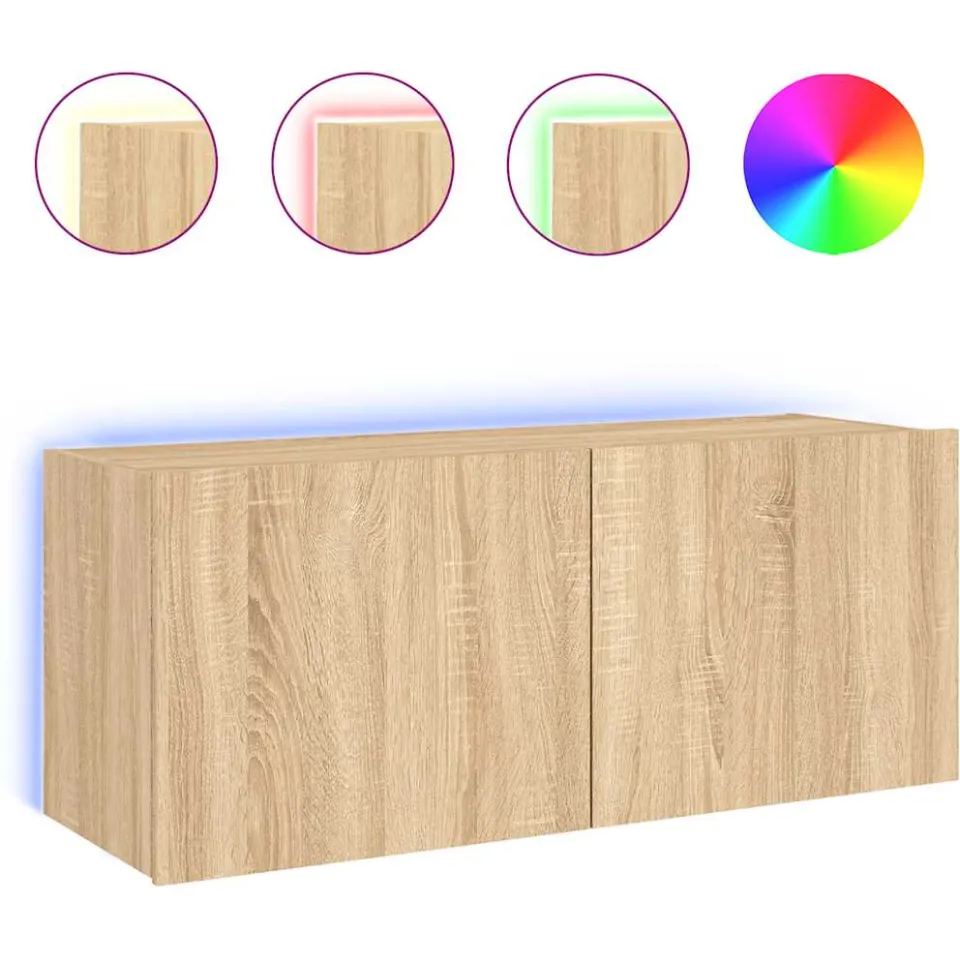 vidaXL Tv-wandmeubel met LED-verlichting 100x35x41 cm sonoma eiken Bruin