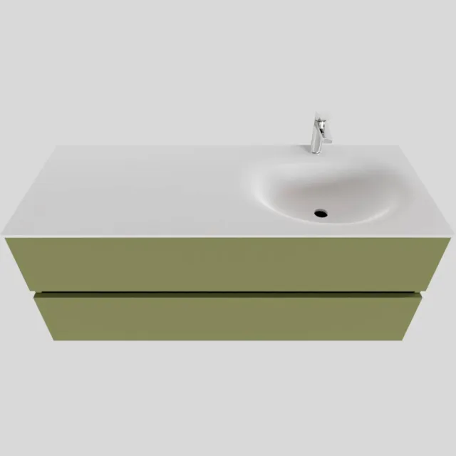 Boss & Wessing Badkamermeubel Solid Surface BWS Stockholm 120x46 cm Rechts Mat Groen (met 1 kraangat)
