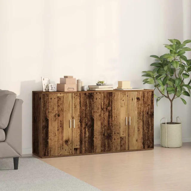 vidaXL Dressoir 2 st Oudhout 79 x 38 x 80 cm Bewerkt hout bruin, foto 2