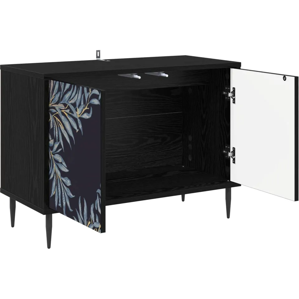 vidaXL Tv-meubel DOKKUM 69 x 33 x 50,5 cm Zwart eiken Bewerkt hout