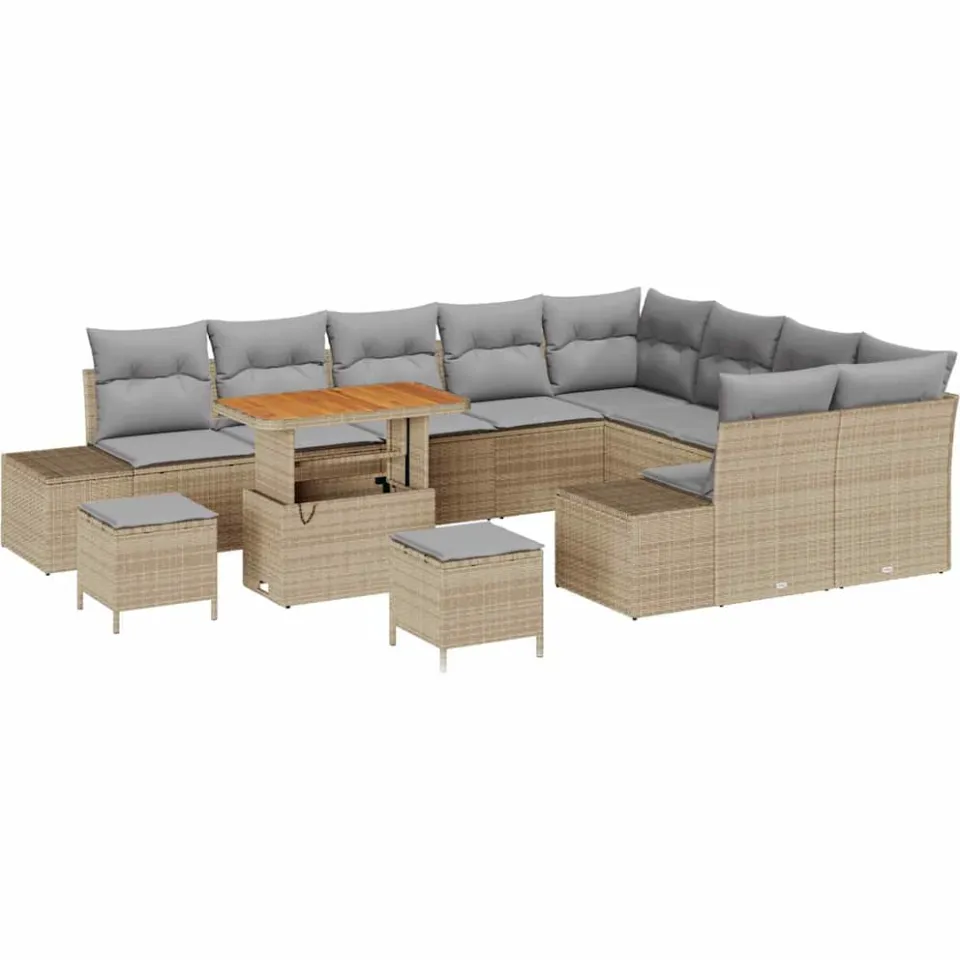 vidaXL Tuinbankenset 12 st Beige poly rattan
