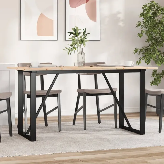 vidaXL Eettafel O-frame 140x80x75 cm massief grenenhout en staal Bruin