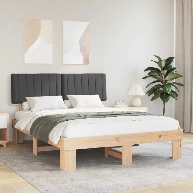 vidaXL Bedframe met Gevoerd Hoofdgedeelte Donkergrijs 150 x 200 cm