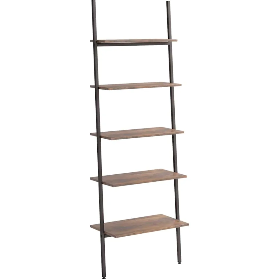 vidaXL Ladderrek met 5 schappen 64x34x185,5 cm donkerbruin en zwart, foto 3