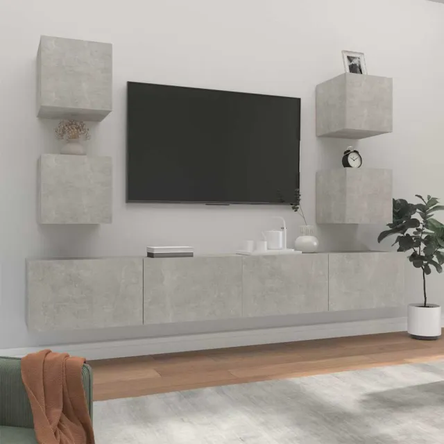vidaXL 6-delige Tv-meubelset bewerkt hout betongrijs grijs, foto 2