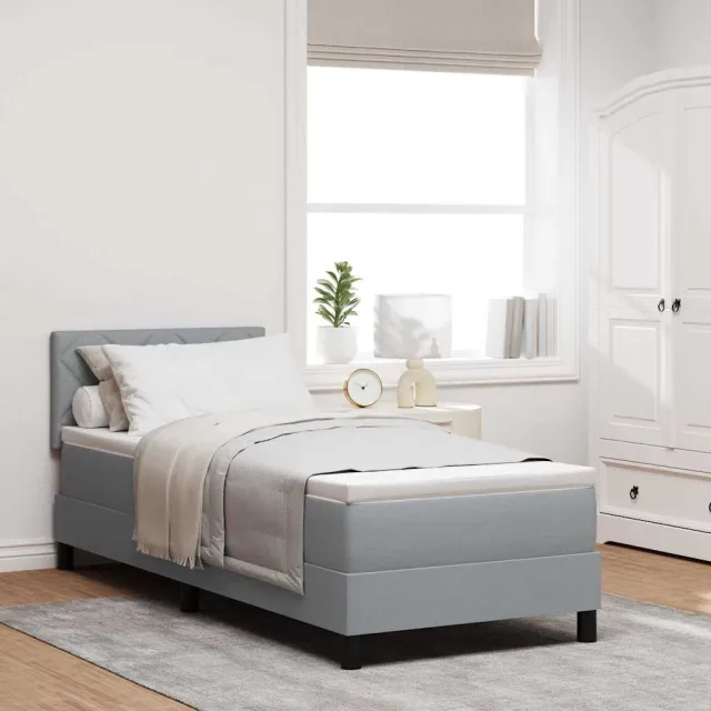 vidaXL Boxspring bed met kussen Lichtgrijs 80 x 200 cm Stof grijs