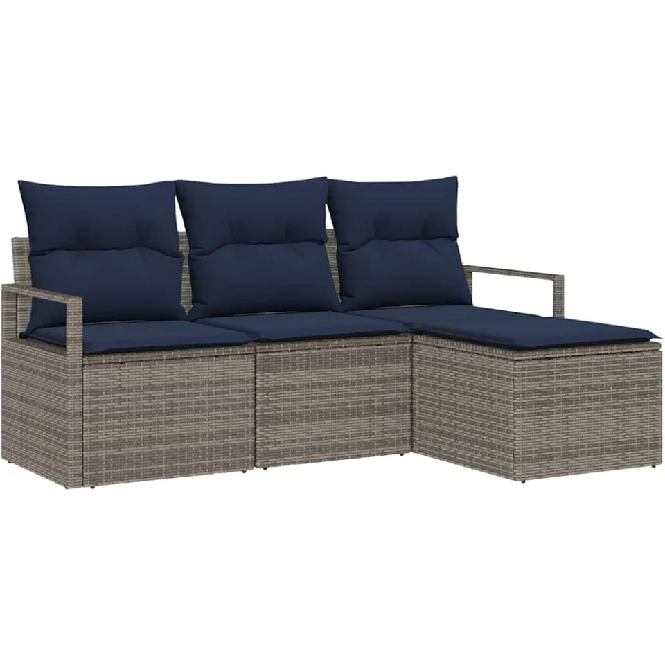 vidaXL Bankstel 4 st Grijs poly rattan