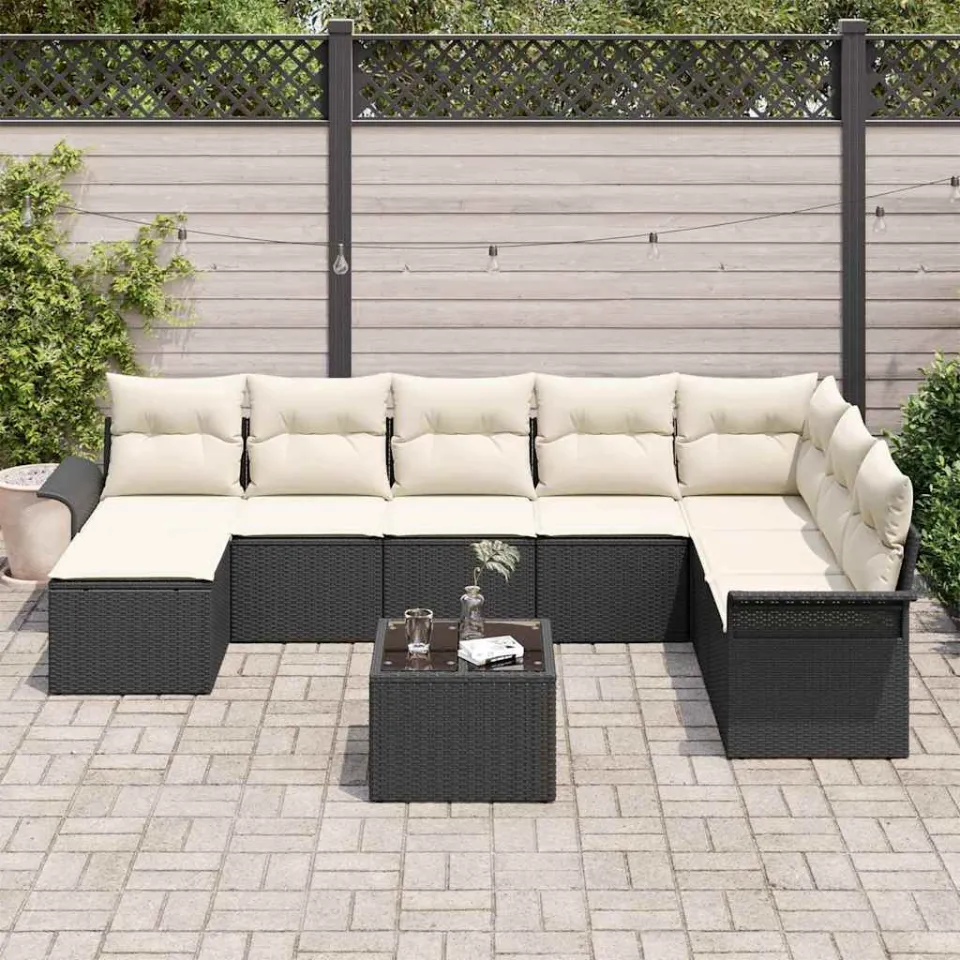 vidaXL Tuin Sofa Set 9 st Zwart poly rattan, foto 3