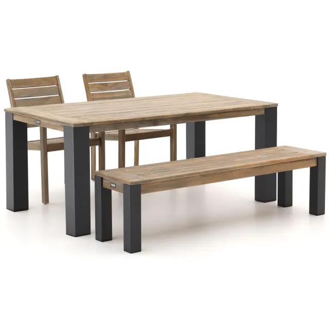 ROUGH Furniture ROUGH-S/ROUGH-X 180cm dining tuinset met bank 4-delig stapelbaar Bruin