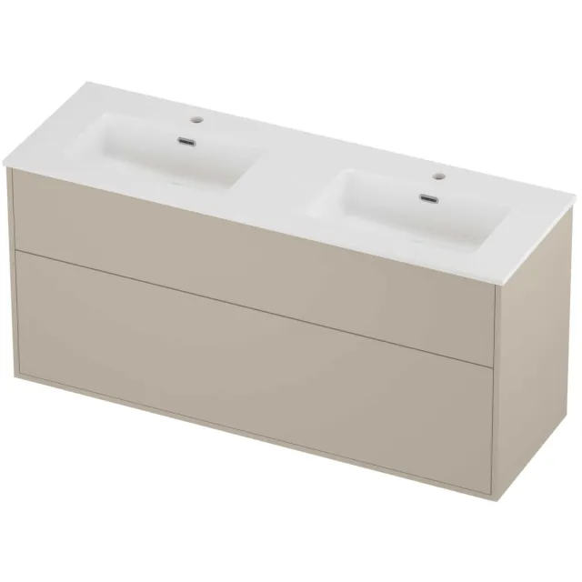 Proline Tribute Badmeubelset Porselein Elegant 2 Laden 140x46x67 cm Mat White Soft Linen Beige