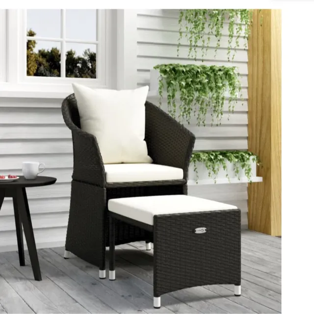 vida xl 2-delige Loungeset met kussens poly rattan zwart