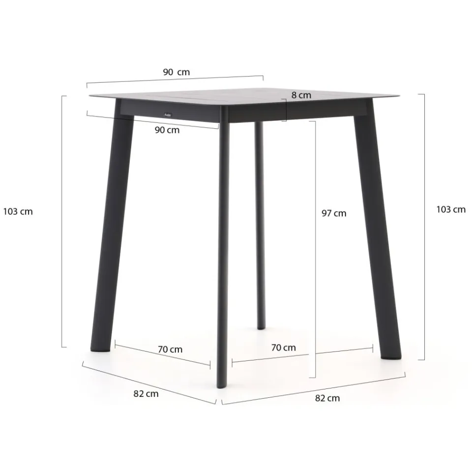 Manifesto Furniture Manifesto Savio bartafel 90x90x103cm grijs, foto 2