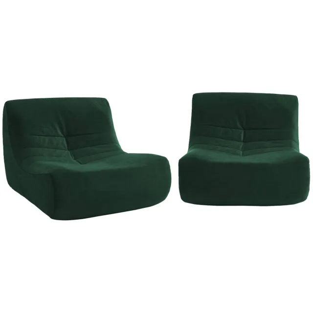 sweeek Set van 2 waterafstotende velours fauteuils 1 zitplaats l 91 x b 105 x h 72cm - sokol Groen