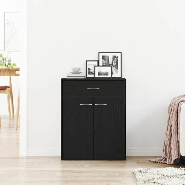 vidaXL Dressoir Zwart Eiken 60 x 30 x 75 cm Bewerkt hout