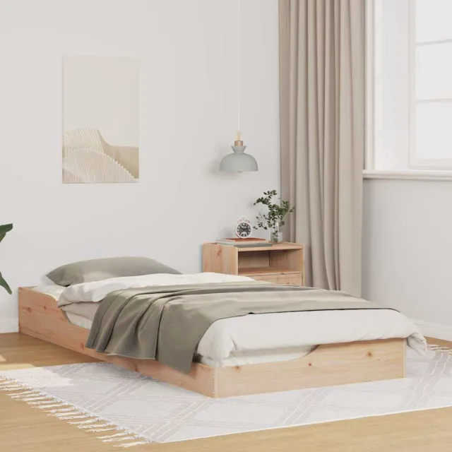 vidaXL Bedframe Bruin 90 x 210 cm Massief grenenhout Beige