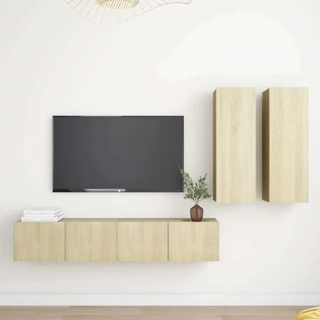vidaXL 4-delige Tv-meubelset bewerkt hout sonoma eikenkleurig, foto 2