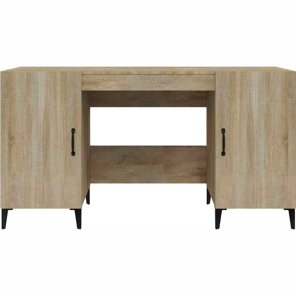 vidaXL Bureau 140x50x75 cm bewerkt hout sonoma eikenkleurig