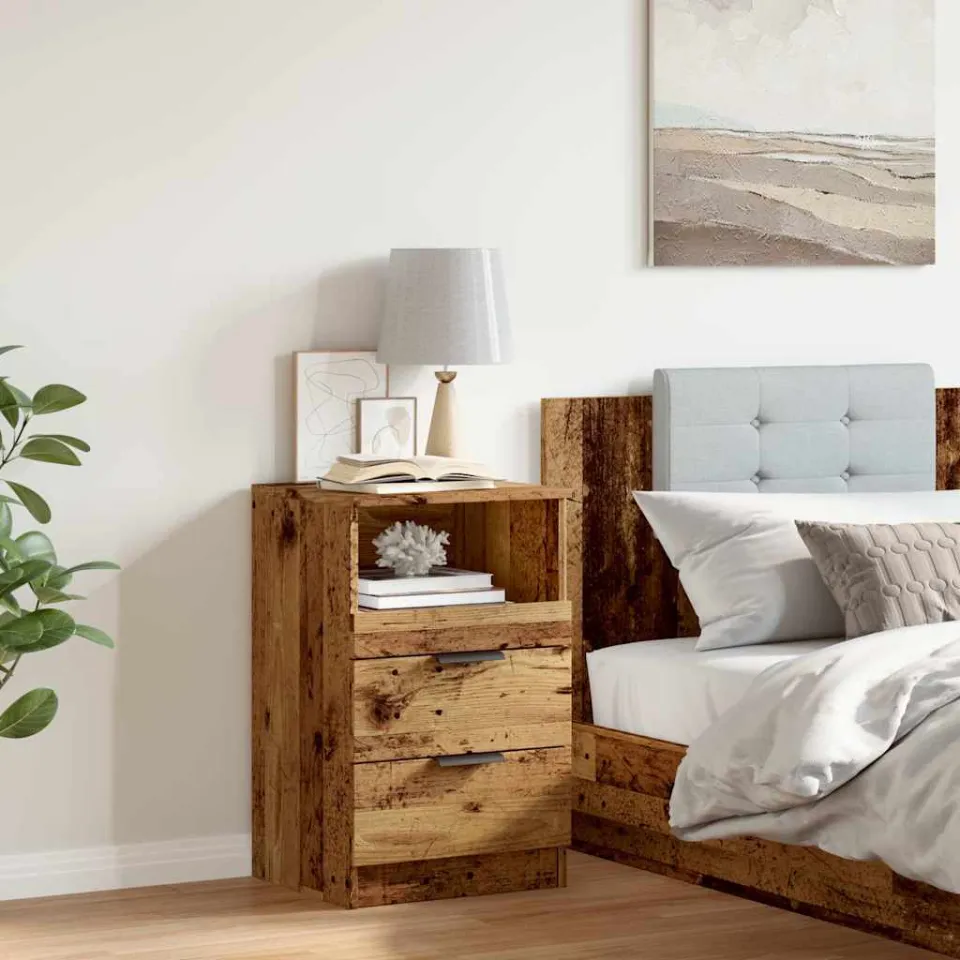 vidaXL Nachtkastje 40x36x65 cm bewerkt hout oud houtkleurig bruin, foto 4