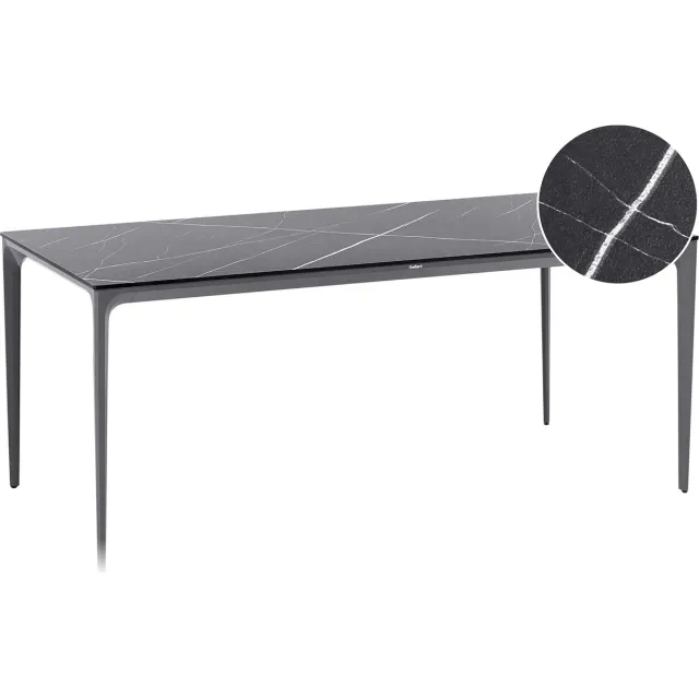 Beliani SOVARETO - Tuintafel - Donkergrijs/Zwart - HPL/Aluminium/marmer