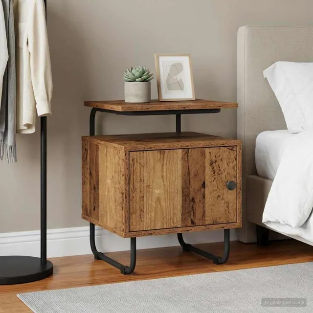 vidaXL Nachtkastje Oud hout 40 x 36,5 x 50 cm Bewerkt hout bruin, foto 2