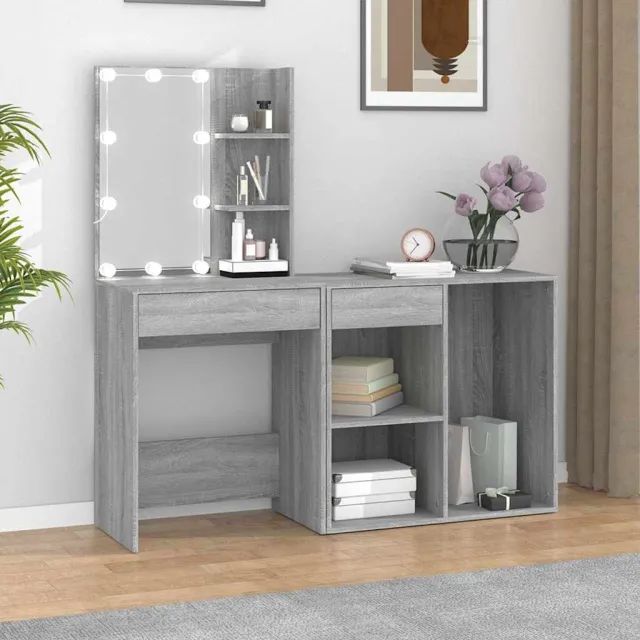 vidaXL Kaptafel met kastjes LED bewerkt hout grijs sonoma eiken, foto 2