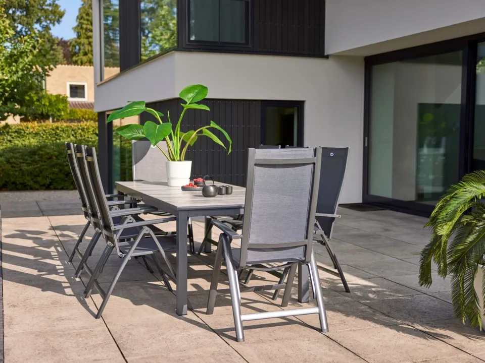 Hartman tuinmeubelen Hartman Troy/ROUGH-S 160cm dining tuinset 5-delig verstelbaar grijs, foto 4