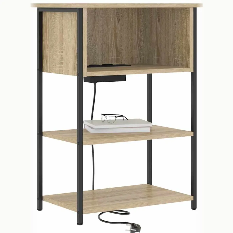 vidaXL Nachtkastje Sonoma Eiken 55 x 31 x 76 cm Bewerkt hout Bruin