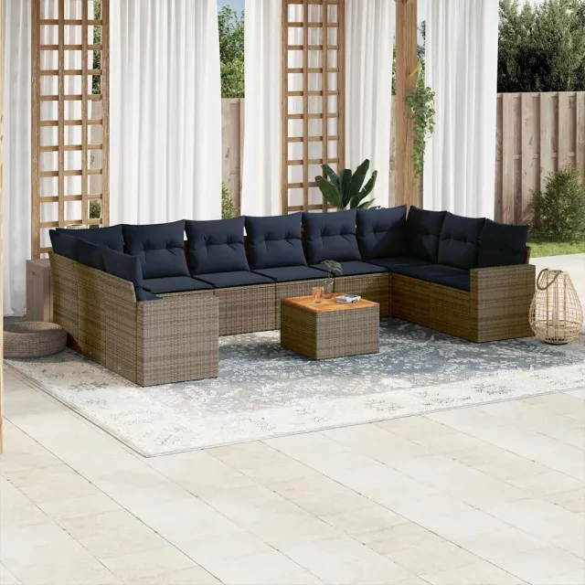 vidaXL Patio Sofa Set 10-zits Grey and Dark Grey, foto 2