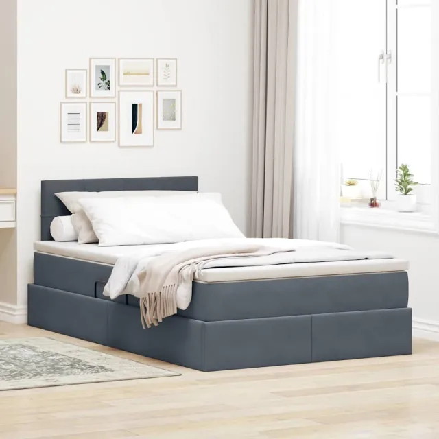 vidaXL LED Opslagbed met Matras Donkergrijs 120 x 200 cm Fluweel
