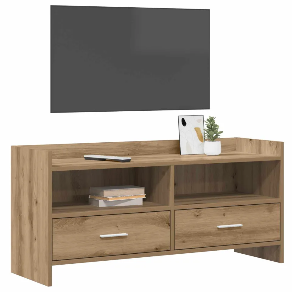 vidaXL TV-kast 100 x 33 x 47 cm Artisanaal eiken Bewerkt hout, foto 3