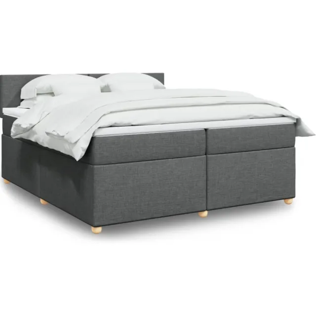 vidaXL Boxspring met matras stof donkergrijs 200x200 cm grijs