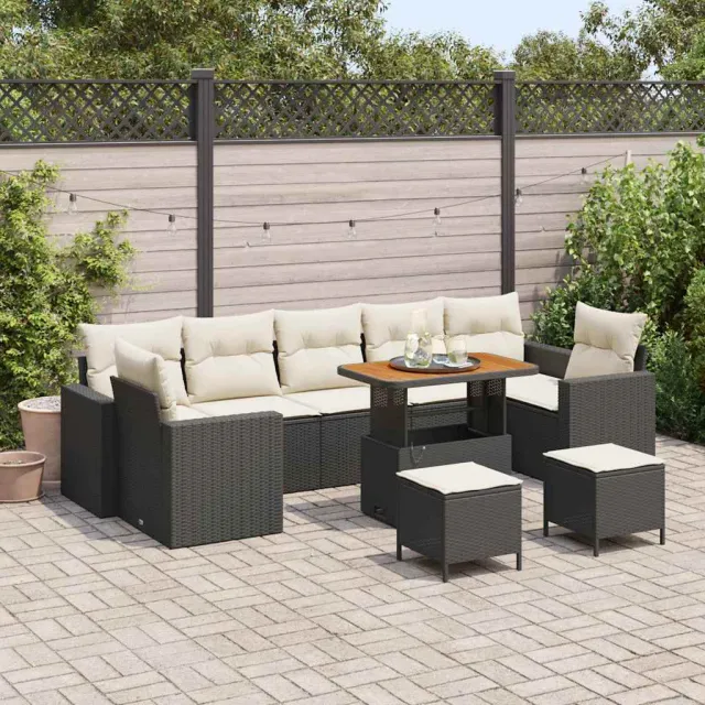 vidaXL Tuinbankenset 10 st Zwart poly rattan, foto 2