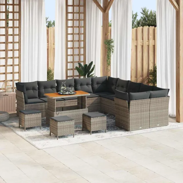 vidaXL Tuinbankenset 14 st Grijs poly rattan, foto 2