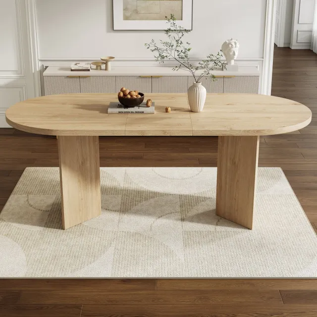 MEUNIQ eettafel 160 x 80 x 75 cm voor 6-8 personen met afgeronde hoeken en 18 mm tafelblad, moderne tafel voor eetkamer en dagelijks gebruik, eiken
