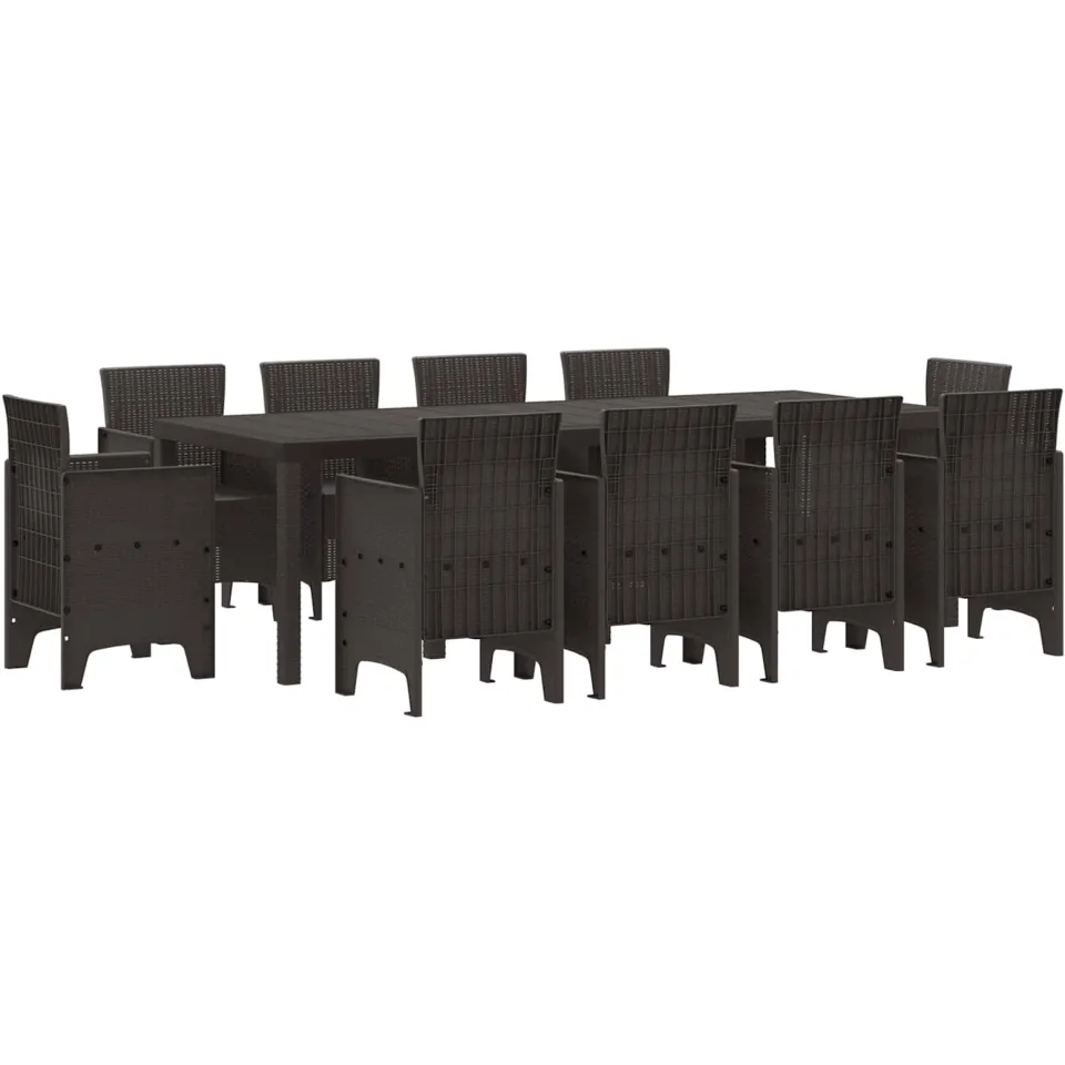 vidaXL Tuin Eetset 11 st Bruin Polypropyleen
