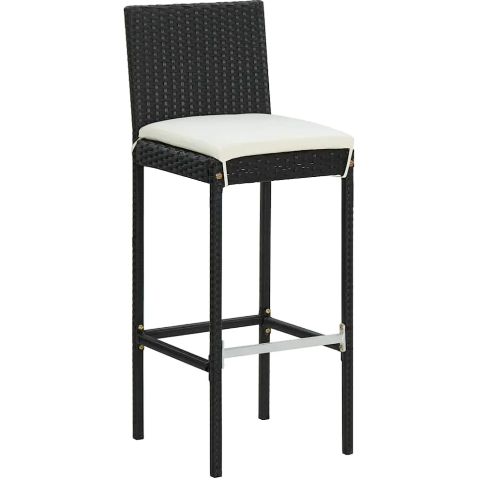 vidaXL 7-delige Tuinbarset met kussens poly rattan zwart