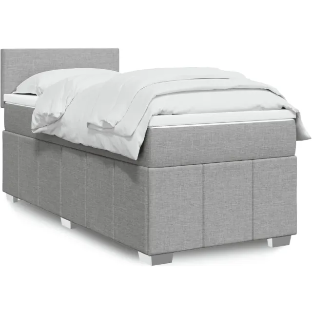vidaXL Boxspring met matras stof lichtgrijs 90x200 cm grijs