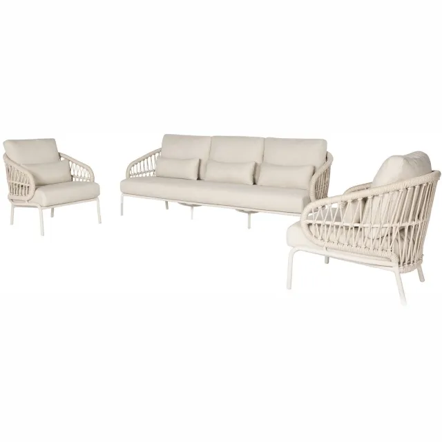 Suns Tosca stoel bank loungeset 3 delig camel sand rope Taupe, Zand / Latte / Linen