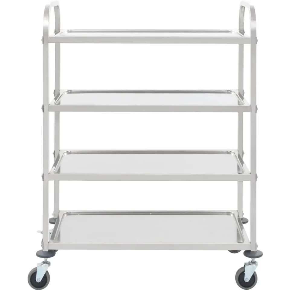 vidaXL Keukentrolley 4-laags 107x55x125 cm roestvrij staal Zilver